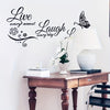 2 Pieces Removable Live Laugh Love Butterfly Wall Stickers, Adhesive Decorative Stickers for Bedroom, Living Room, Porch, and Home Decor