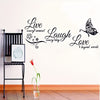 2 Pieces Removable Live Laugh Love Butterfly Wall Stickers, Adhesive Decorative Stickers for Bedroom, Living Room, Porch, and Home Decor