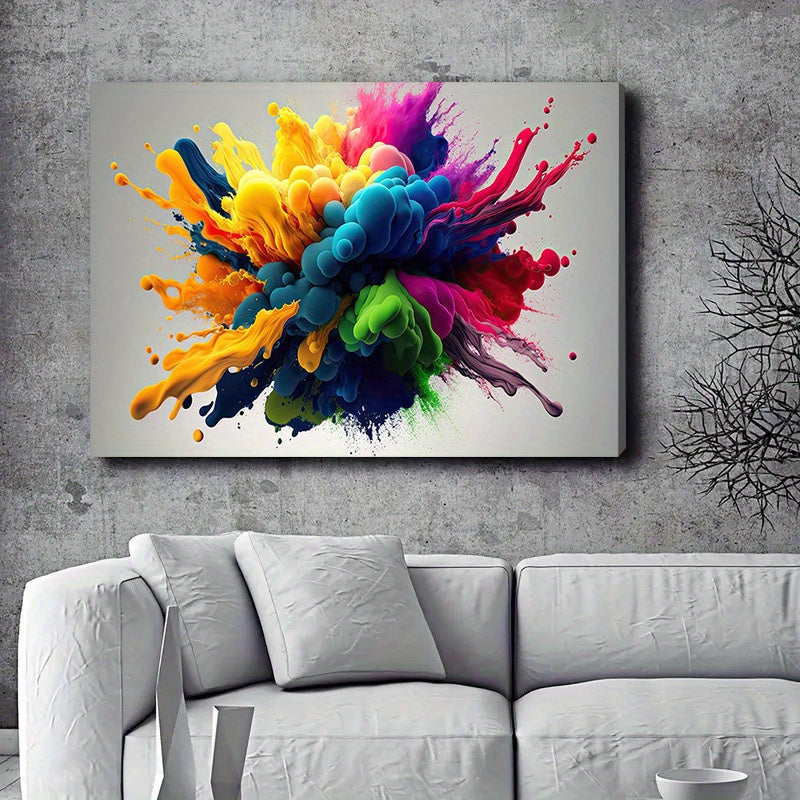 1pc40x60cm/ 16*24in Wooden Framed Colorful Smoke Shock Poster, Modern Art Style, Wall Art, Home Decoration, Corridor, Living Room, Bedroom Wall Decoration