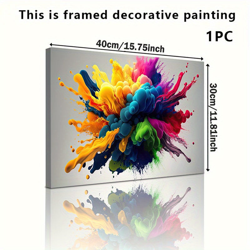 1pc40x60cm/ 16*24in Wooden Framed Colorful Smoke Shock Poster, Modern Art Style, Wall Art, Home Decoration, Corridor, Living Room, Bedroom Wall Decoration