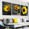 Wooden Framed 3 Piece Sunflower Wall Decor Picture Painting Black and White Poster Country Wall Art Rustic Decorative Paintings Modern Sunflowers Painting Picture for Bedroom Livin