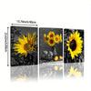 Wooden Framed 3 Piece Sunflower Wall Decor Picture Painting Black and White Poster Country Wall Art Rustic Decorative Paintings Modern Sunflowers Painting Picture for Bedroom Livin