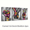 3 Piece Vertical Oblong Graffiti Canvas Wall Art Set - Modern Contemporary Street Art Posters for Boys Bedroom, Living Room, Office - Vibrant Colorful Graffiti Pop Art Decor for Home