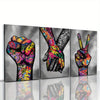 3 Piece Vertical Oblong Graffiti Canvas Wall Art Set - Modern Contemporary Street Art Posters for Boys Bedroom, Living Room, Office - Vibrant Colorful Graffiti Pop Art Decor for Home