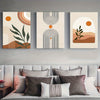 Framed 3 Piece Abstract Boho Canvas Poster Mid-Century Modern Art Sun Nature Geometric Wall Art Landscape Plant Prints Ideal Gift for Bedroom Living Room Office Home Living Room Decor