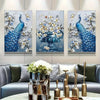 3pcs, 15.7x23.6in/ 40cmx60cm Wooden Framed Vintage Peacock Wall Canvas - Elegant Living Room Decor for Home Decorating