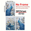 3pcs, 15.7x23.6in/ 40cmx60cm Wooden Framed Vintage Peacock Wall Canvas - Elegant Living Room Decor for Home Decorating