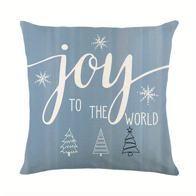 Blue Christmas Pillows - Christmas Pillow Cases - Blue, Snowman & Xmas Tree Design, 4-Piece Set - Indoor & Outdoor Holiday Adornment -  Holiday Enthusiasts - Add Festive Spirit to Your Home - Cozy Christmas Cheer, Guaranteed!