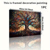 1pc 40*60cm/ 16*24in Abstract Tree of Life Wooden Framed Poster - High Quality Oil Painting Print - Modern Classic Style - Ideal Wall Decoration for Bedroom, Office, Living Room - Perfect Gift for Art Lovers