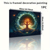 1pc 40*60cm/ 16*24in Abstract Tree of Life Wooden Framed Poster, Art Decor in Modern Classic Style, High Quality Oil Painting Print Poster, Ideal Wall Decoration for Bedroom, Office, Living Room, C