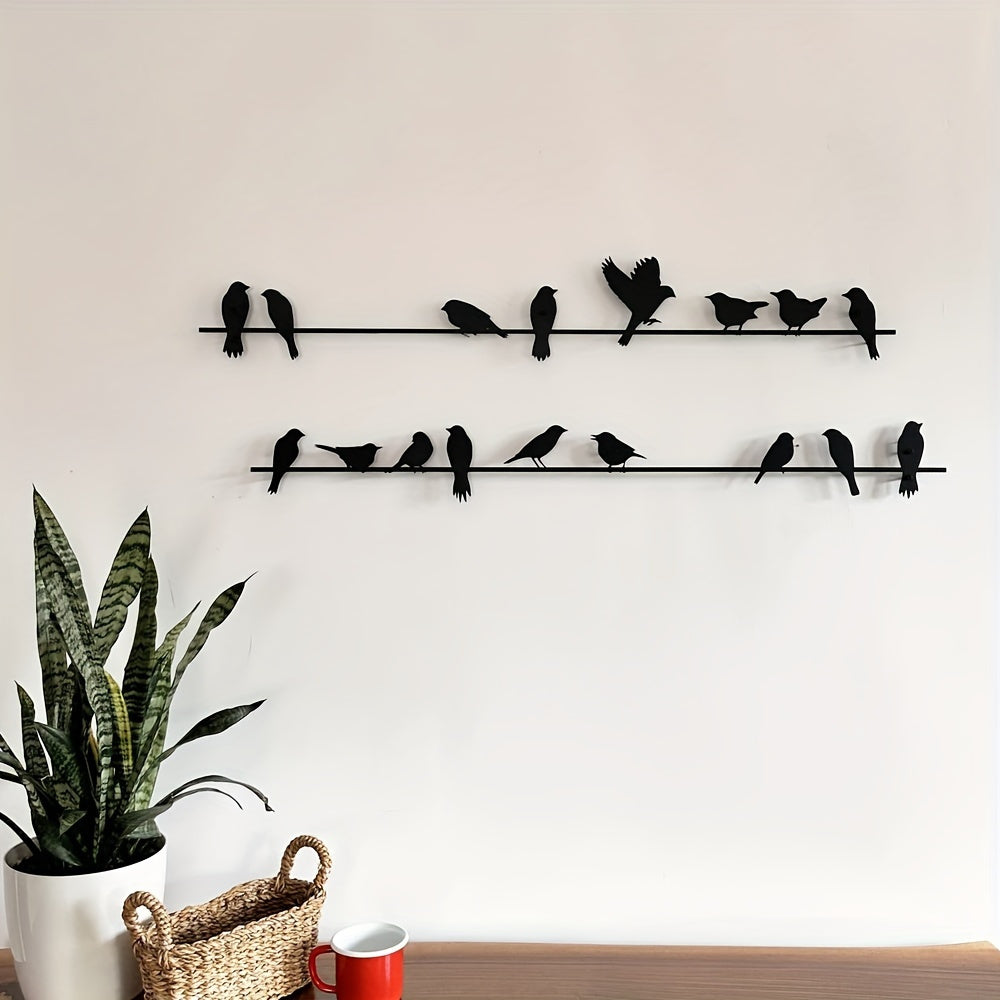 Set of 2 Metal Bird Wall Decorations, Indoor Home Decor Wall Hanging Bird Silhouettes, Entryway Decorative Metal Bird Plaques, No Electricity Needed Wall Art Sculptures