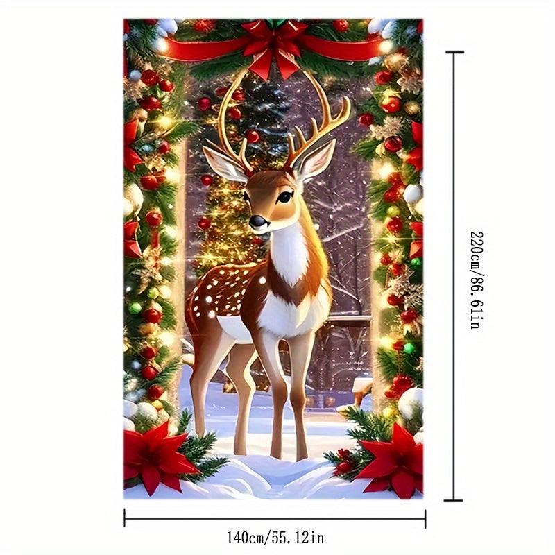 Festive Christmas Deer Print Tablecloth - Modern and Elegant for Your Dining Table