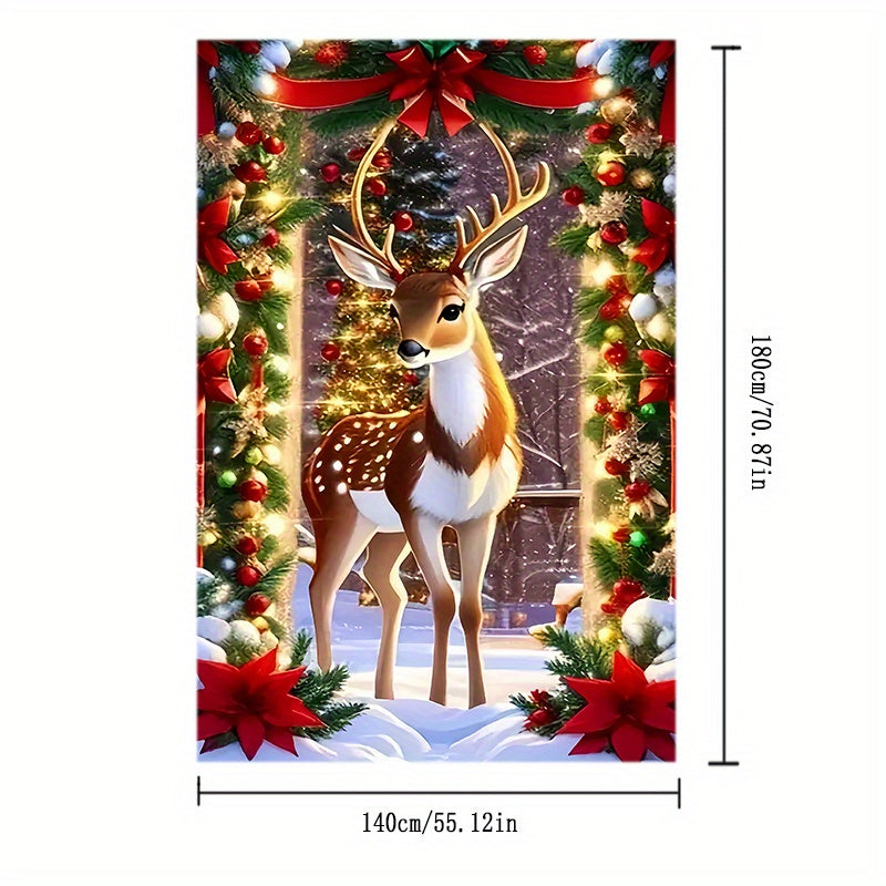 Festive Christmas Deer Print Tablecloth - Modern and Elegant for Your Dining Table