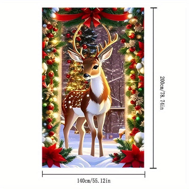 Festive Christmas Deer Print Tablecloth - Modern and Elegant for Your Dining Table