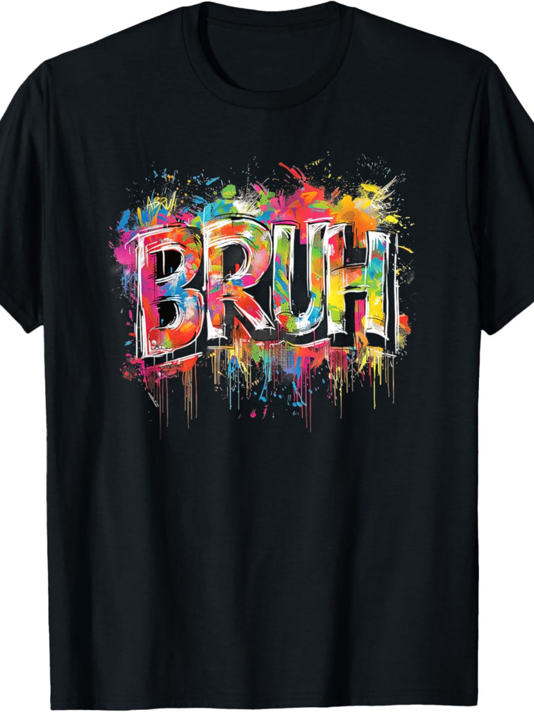 Mens Colorful Bruh Latter T-Shirt, Soft Slight and Cotton Fabric Tee for Young, Funny Picture Print for Men - Leisure Outfit, Premium Quality