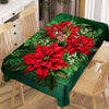 Festive Poinsettia Print Polyester Tablecloth - Square Christmas Table Cover, Stain & Wrinkle Resistant, for Indoor and Outdoor Dining Decoration