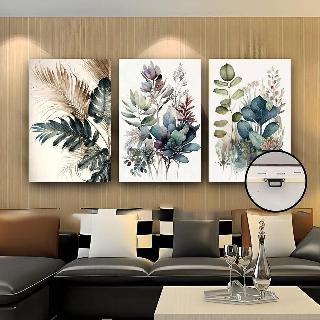 With Frame Set of 3 modern art abstract simple flowers painting wall Art Mural Printing Canvas Poster 24inchx36inch/60cmx90cm With Framed Canvas painting