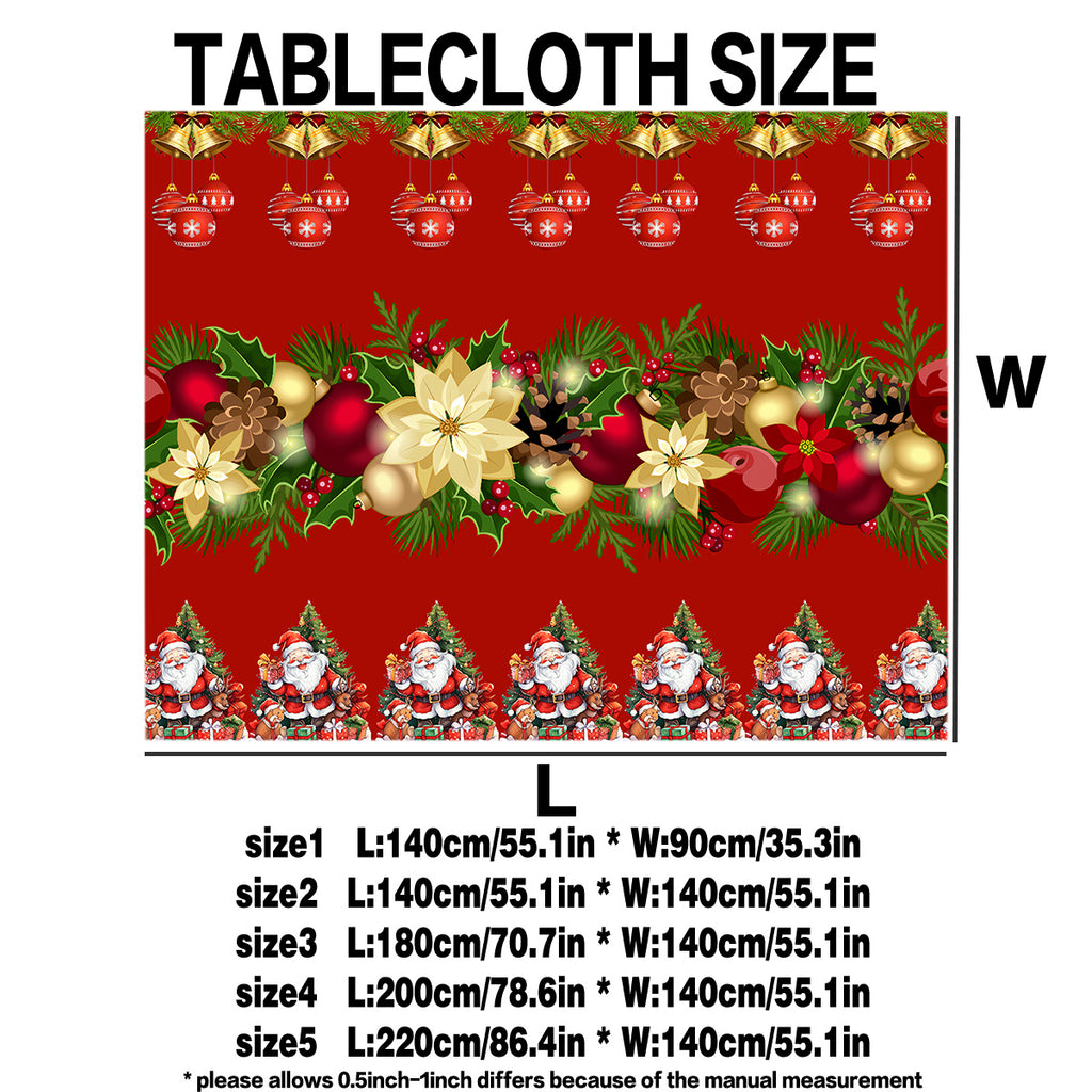 Christmas Holiday Tablecloth - 1pc Festive Print, Stain Resistant, Machine Washable, Polyester Knit Fabric, Rectangular Table Cover for Home, Kitchen, Restaurant, Cafe, Party, Wedding, Banquet, Gift