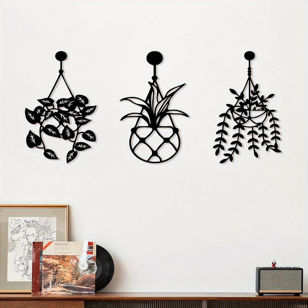 3pcs Metal Flower Wall Art Set - Large Vase Design for Kitchen & Living Room Decor, Perfect Thanksgiving & Christmas Gift