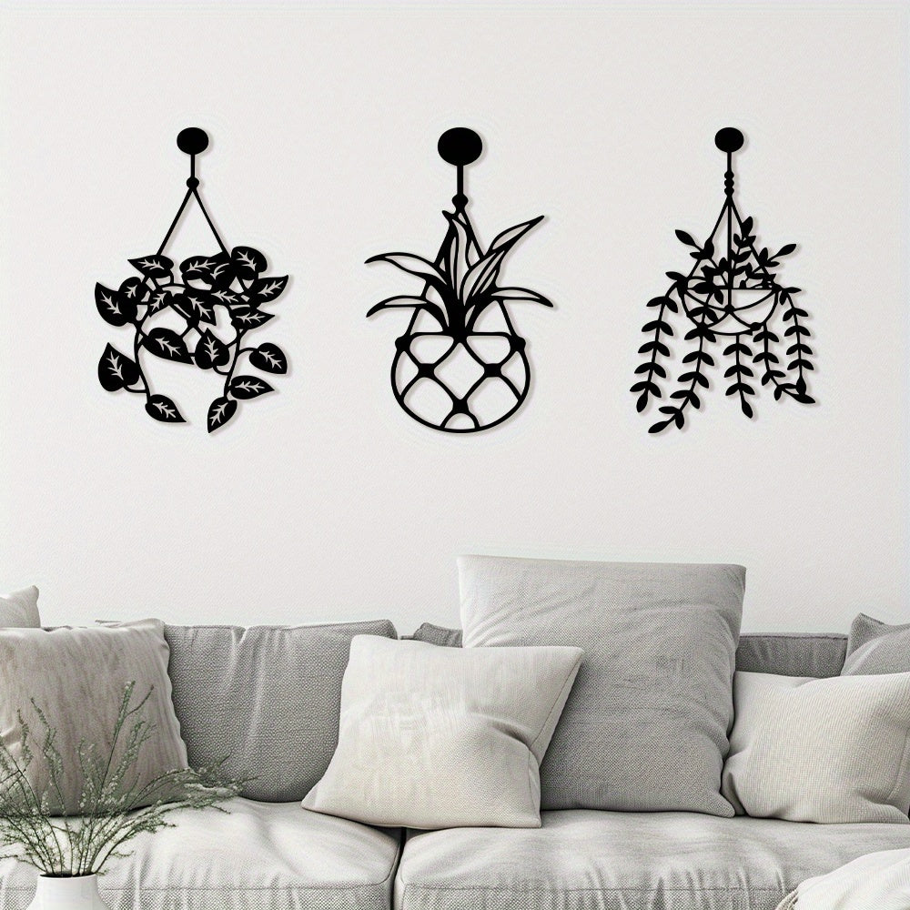 3pcs Metal Flower Wall Art Set - Large Vase Design for Kitchen & Living Room Decor, Perfect Thanksgiving & Christmas Gift