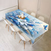 Elegant Polyester Tablecloth with Blue Roses, White Flowers, and Bird Pattern - Suitable for 1-2, 2-4, 4-6, 6-8 Seating Arrangements - Durable, Stain-Proof, and Easy to Care for - Perfect for Home, Kitchen, Dining, and Picnic Decor