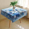 Elegant Polyester Tablecloth with Blue Roses, White Flowers, and Bird Pattern - Suitable for 1-2, 2-4, 4-6, 6-8 Seating Arrangements - Durable, Stain-Proof, and Easy to Care for - Perfect for Home, Kitchen, Dining, and Picnic Decor