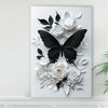 "1pc Framed Abstract Canvas Painting With Inner Frame, A black butterfly was surrounded by flowers and plants, Living Room Bedroom Canvas Painting Light Luxury Living Room Background Wall Painting Studio Hallway Art Hanging Painting, 16x24inch, 12x18