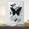 "1pc Framed Abstract Canvas Painting With Inner Frame, A black butterfly was surrounded by flowers and plants, Living Room Bedroom Canvas Painting Light Luxury Living Room Background Wall Painting Studio Hallway Art Hanging Painting, 16x24inch, 12x18