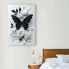 "1pc Framed Abstract Canvas Painting With Inner Frame, A black butterfly was surrounded by flowers and plants, Living Room Bedroom Canvas Painting Light Luxury Living Room Background Wall Painting Studio Hallway Art Hanging Painting, 16x24inch, 12x18