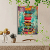 1pc Wooden Framed Canvas Painting Artistic printing, corridor home living room decoration suspensibility Colorful stacked teacups collage