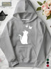 Cute Cat Print Kangaroo Pocket Hoodie, Casual Long Sleeve Hoodies Sweatshirt, Women's Clothing