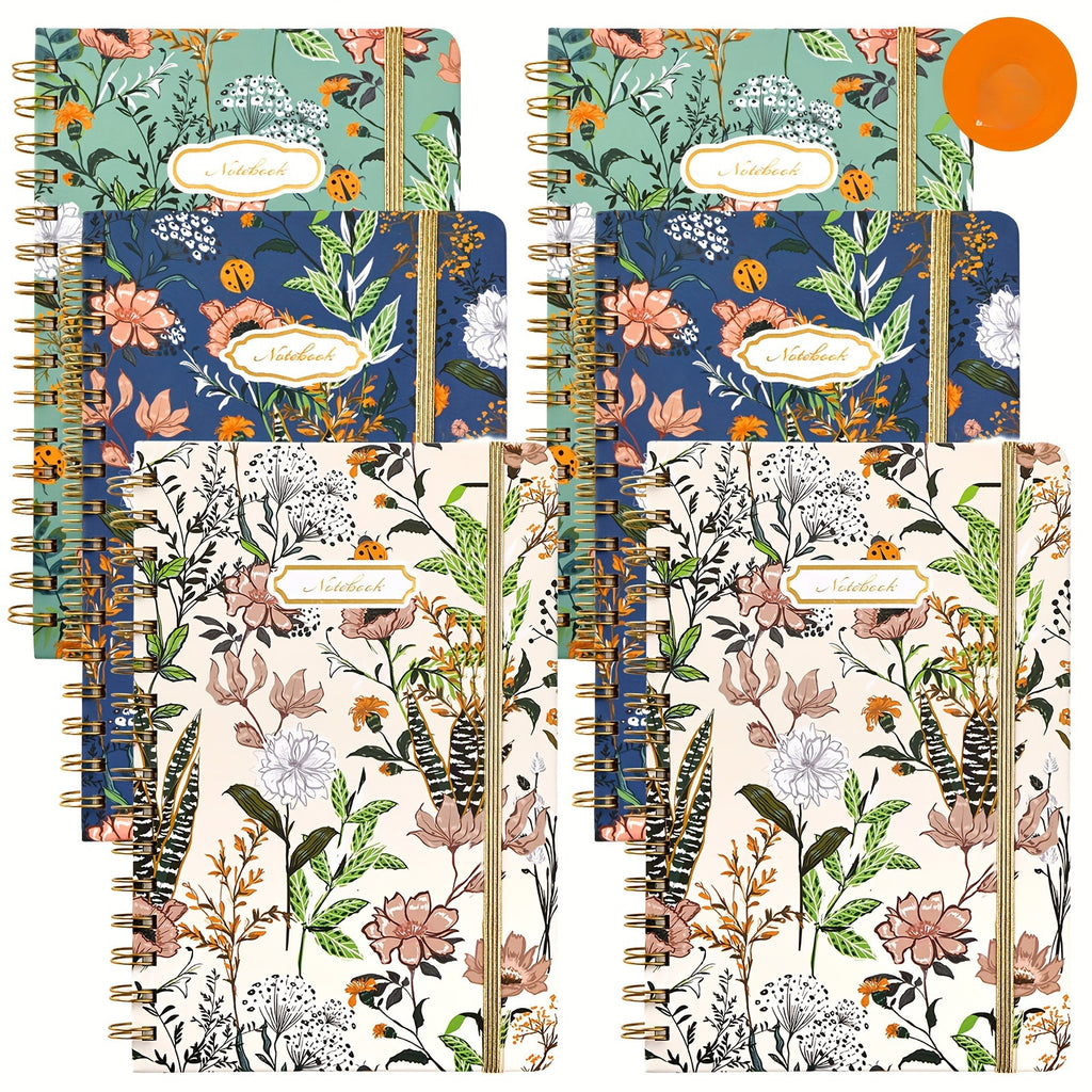 Set of 3 Floral Spiral Journals - 160 Pages Each, Spring-Themed Notebooks for Women, Perfect for School & Office, Gift-Ready, 6x8.5 Inches