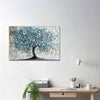 Tree Wall Art Teal Blue Nature Tree of Life Abstract Canvas Painting Textured Picture, Modern Large Panoramic Landscape Artwork Framed for Living Room Bedroom Bathroom Office Home Decor-1 Pc Wooden Framed