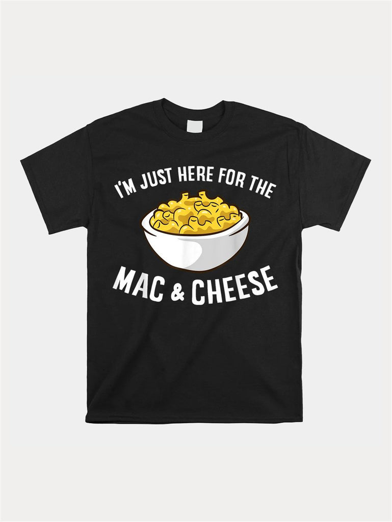 im just here for the mac and cheese macaroni mac and cheese shirt 2024 Men's sport Black casual short-sleeved T-shirt 220g