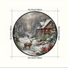 Charming Elk Under Cabin Design Round Tablecloth - Polyester, Dust-Proof for Living Room & Kitchen Decor