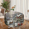 Charming Elk Under Cabin Design Round Tablecloth - Polyester, Dust-Proof for Living Room & Kitchen Decor