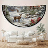 Charming Elk Under Cabin Design Round Tablecloth - Polyester, Dust-Proof for Living Room & Kitchen Decor