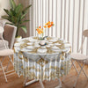 Jit 1pc Sapphire Platinum Diamond Large Flower Print Round Tablecloth Modern Style Waterproof Color Patio Dining Table Set Art Style Tapestry Valance Curtain Head Cover Towel Multi-Purpose Towel Backyard Barbecue Picnic Mat 63 Inch Tablecloth