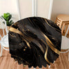 Round Tablecloth, Black Golden Line Design, Polyester, Machine Woven, Dustproof, Decorative Cover for Dining Table, Living Room, Kitchen, Home Decor