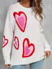 Women's Heart Print Sweaters Long Sleeve Round Neck Oversized Pullover Spring Fall Tops