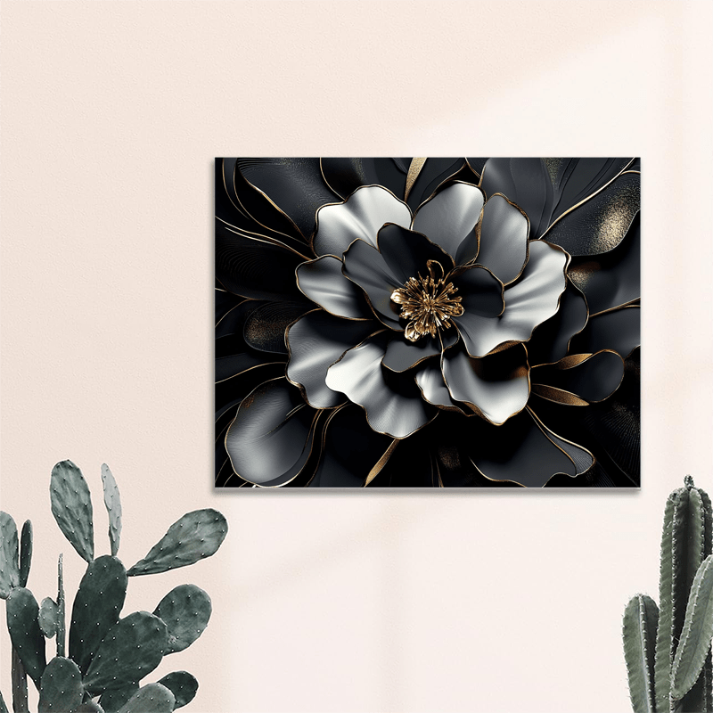 1pc Waterproof Framed Canvas Art - Abstract 3D Lotus Flower Design - Elegant Wall Decor for Living Room, Bedroom, Home - Versatile for Christmas, Halloween, Birthdays, Bachelor Parties, Anniversaries - 11.8x15.7 inch