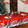 Christmas Tablecloth Rectangular Non-Woven Fabric 100% Polyester, Machine Made Table Cover with Snowman & Tree Print for Holiday Party Decoration