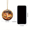 Acrylic Christmas Tree Hanging Ornament, 3D Santa Claus & Reindeer Snow Village Scene, Multipurpose Holiday Decoration for Home, Office, Car - Festive Keepsake Gift for Family and Friends