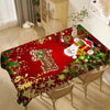 1pc Festive Christmas Tablecloth, Polyester, Red with Santa Claus, Snowflakes, and Holiday Decor, Rectangular, for Home, Kitchen, Indoor/Outdoor Dining, Party Decoration