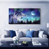 1pcs Canvas Wall Art for Living Room Wall Decor Paintings for Office Modern Family Wall Decorations for Bedroom Blue Starry Sky Aurora Scenery Canvas Art Wolf Pictures Artwork Posters Home Decor Framed Ready To Hang