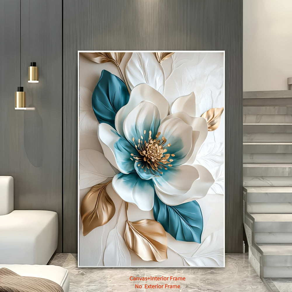 Elegant Floral Canvas Art Print - Wooden Framed Canvas Painting - Mixed Colors, High-Quality Artwork - Modern Wall Decor for Living Room & Bedroom - For Art Lovers & Home Decor Enthusiasts - Perfect Gift for Housewarming & Special Occasions