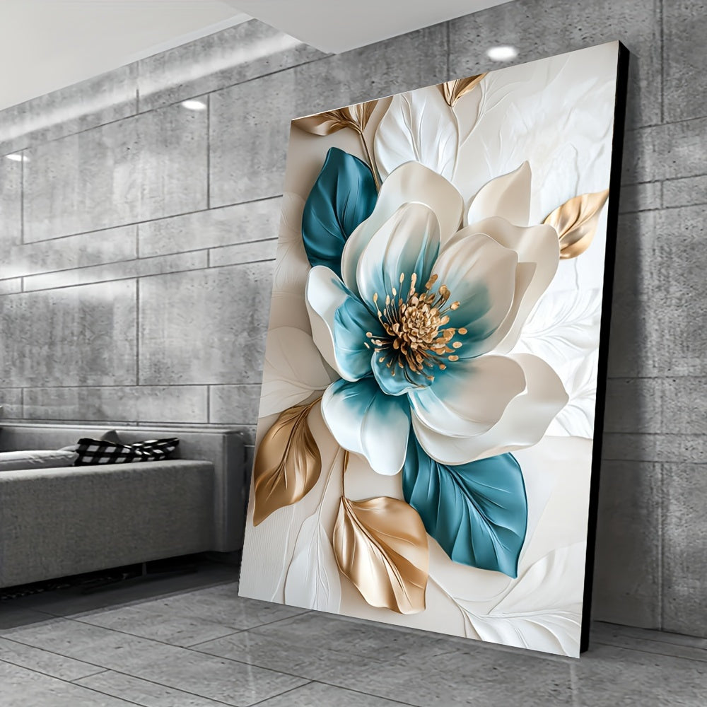 Elegant Floral Canvas Art Print - Wooden Framed Canvas Painting - Mixed Colors, High-Quality Artwork - Modern Wall Decor for Living Room & Bedroom - For Art Lovers & Home Decor Enthusiasts - Perfect Gift for Housewarming & Special Occasions