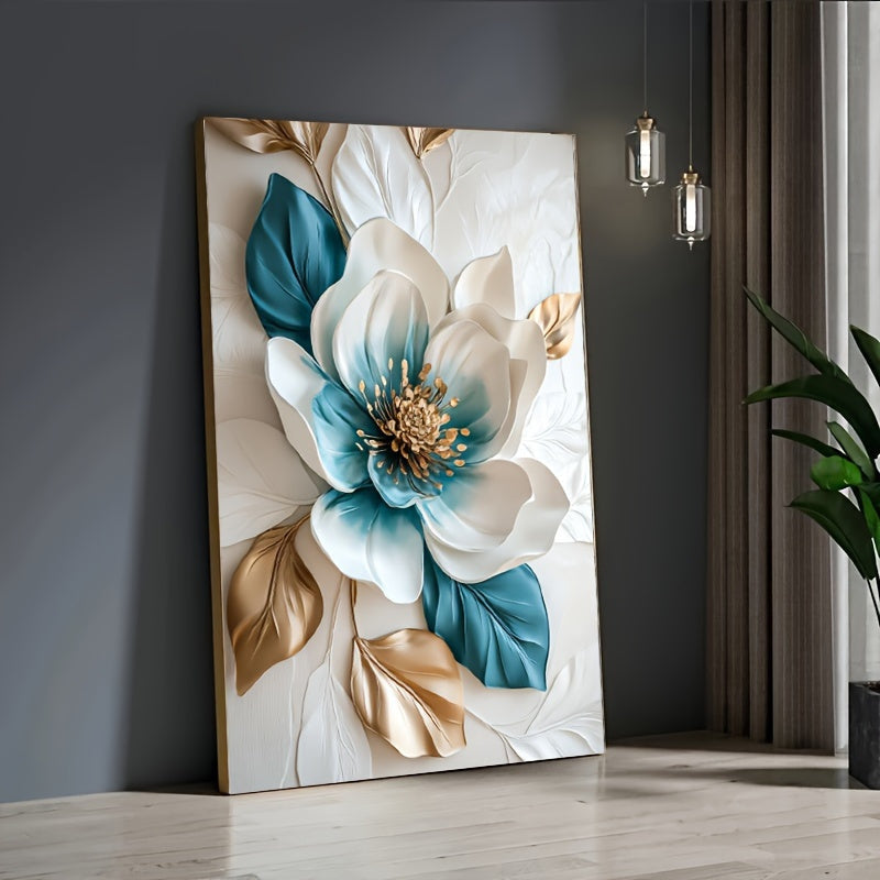 Elegant Floral Canvas Art Print - Wooden Framed Canvas Painting - Mixed Colors, High-Quality Artwork - Modern Wall Decor for Living Room & Bedroom - For Art Lovers & Home Decor Enthusiasts - Perfect Gift for Housewarming & Special Occasions