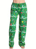 Womens Christmas Print Pajama Pants Elastic Waistband Casual Pull On Lounge Trousers