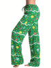 Womens Christmas Print Pajama Pants Elastic Waistband Casual Pull On Lounge Trousers